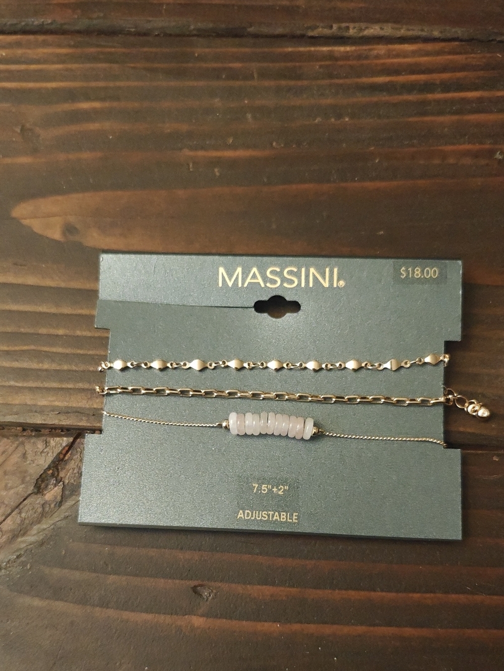 Massini Gold-Tone Layered Bracelet Set with Pale Pink Beads D02 6730